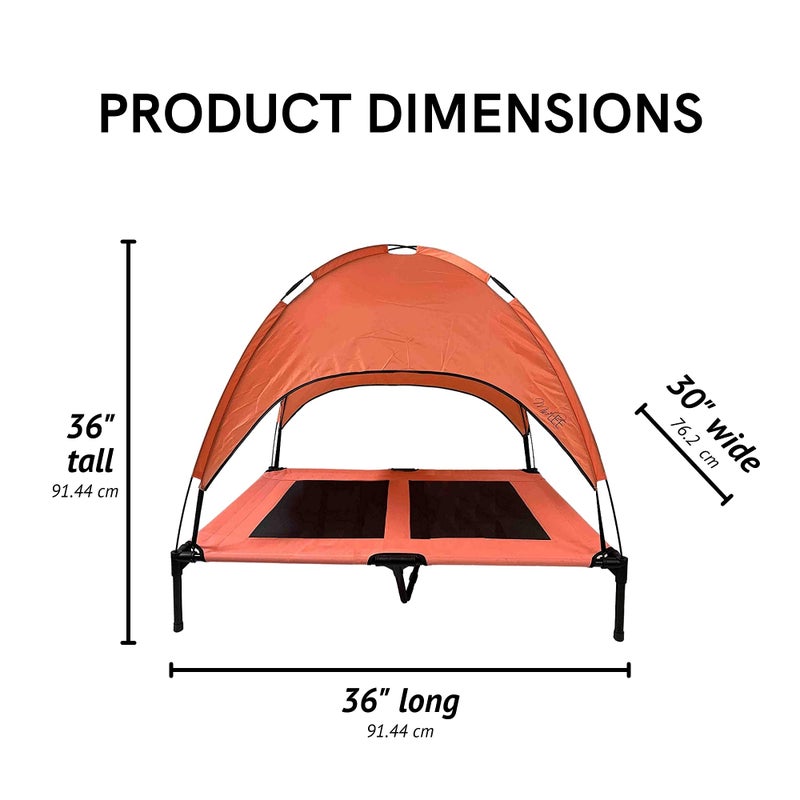 Midlee Salmon Dog Cot with Canopy (30" x 36") - Image 2